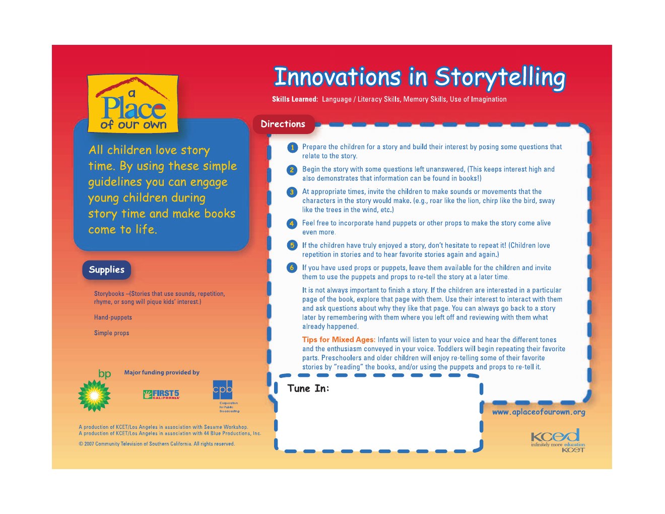 Innovations in Storytelling activity card