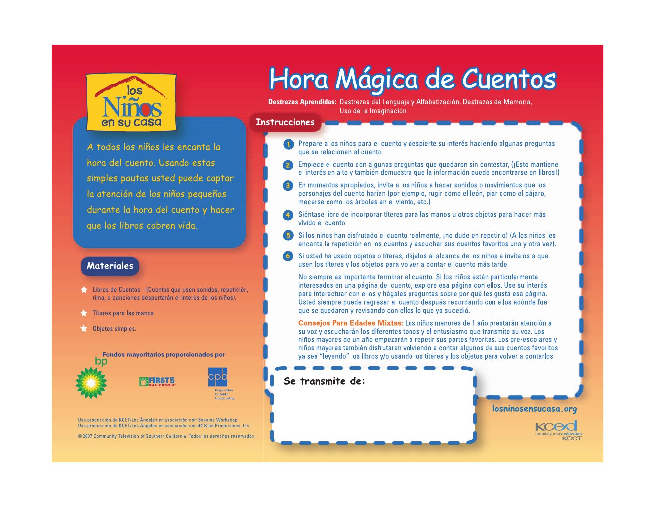 Hora Magica de Cuentos activity card