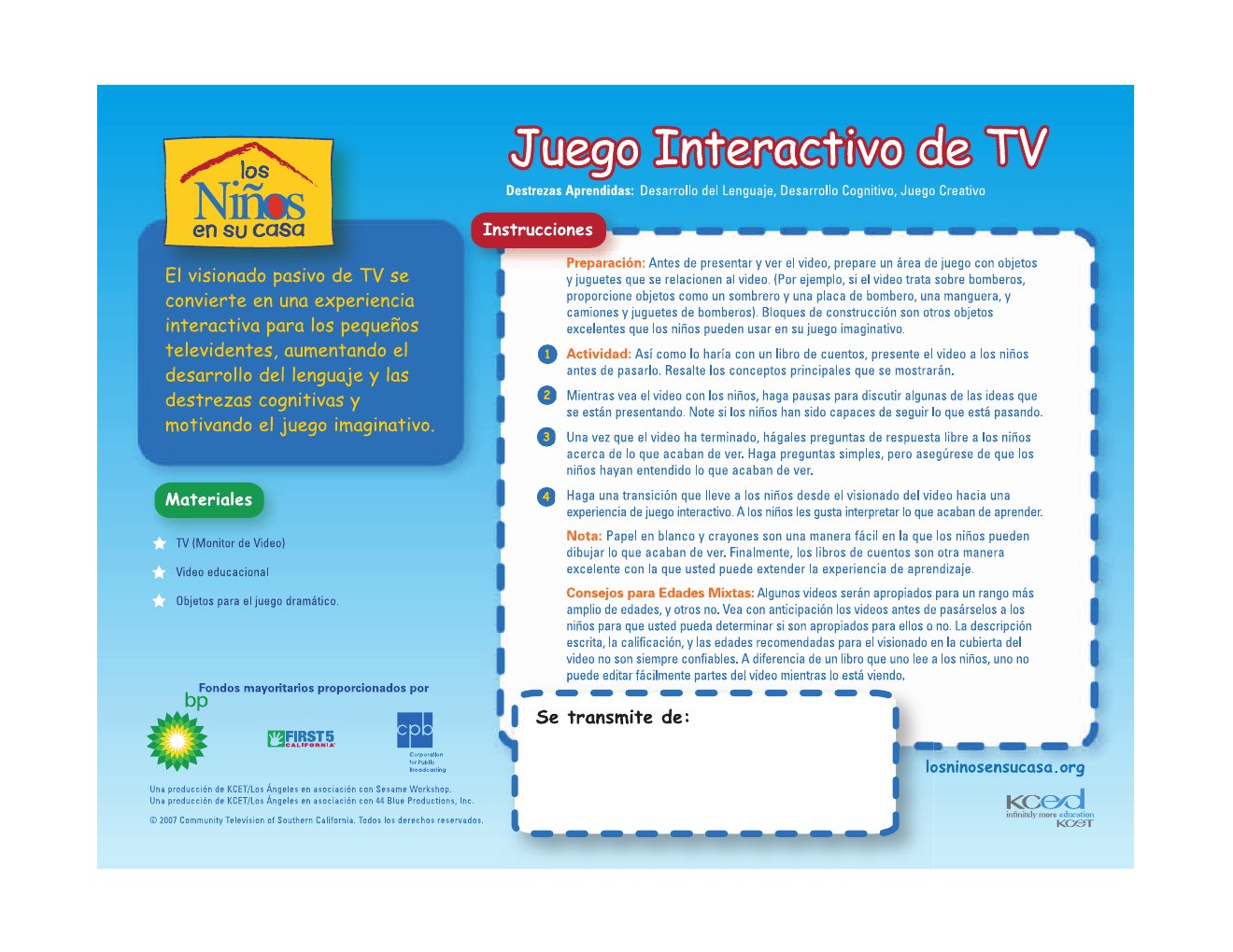 Juego Interactivo de TV activity card