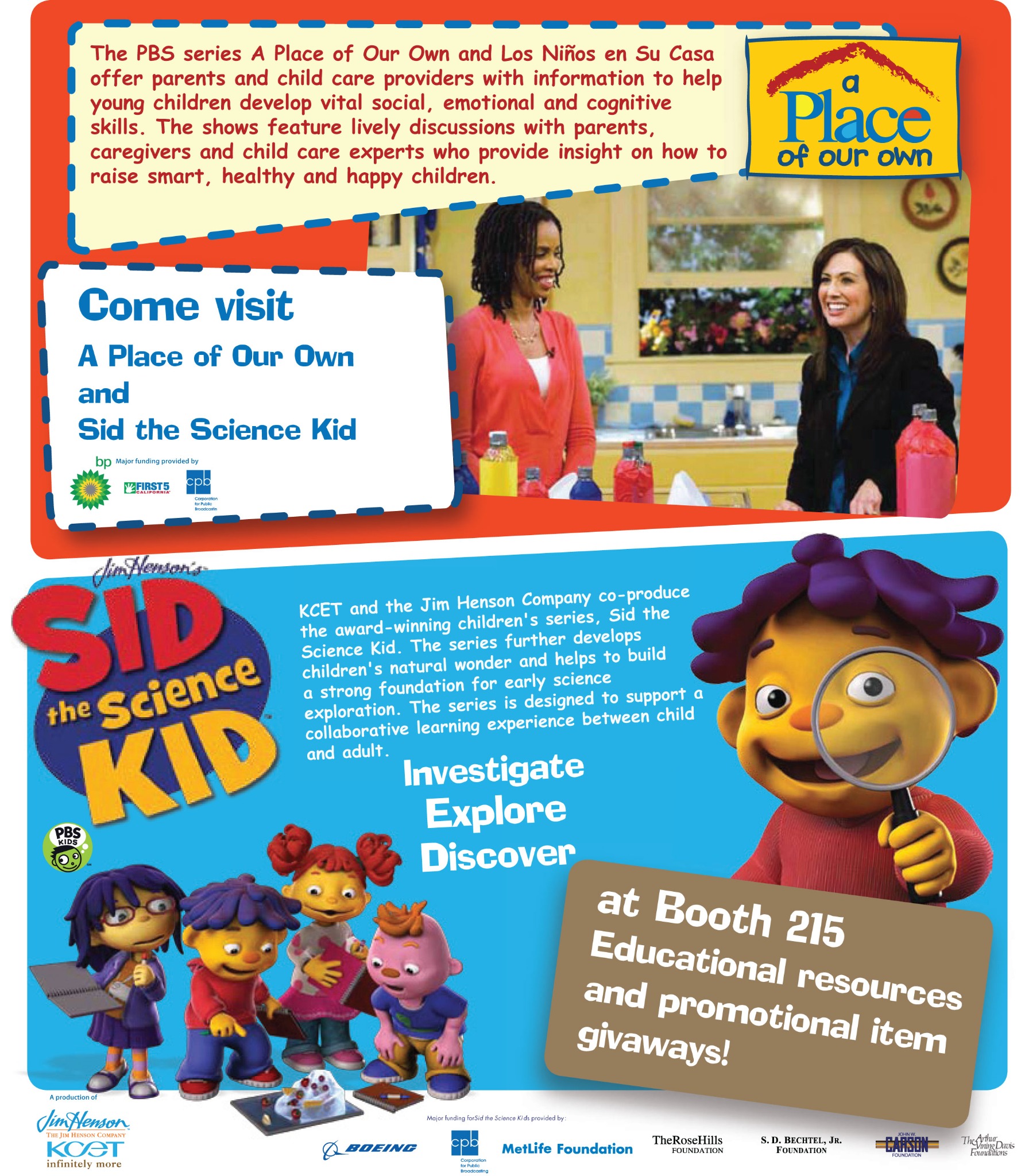 KCET A Place of Our Own and Sid the Science Kid collateral