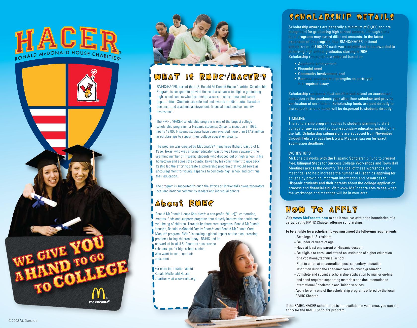 McDonald's HACER English scholarship brochure