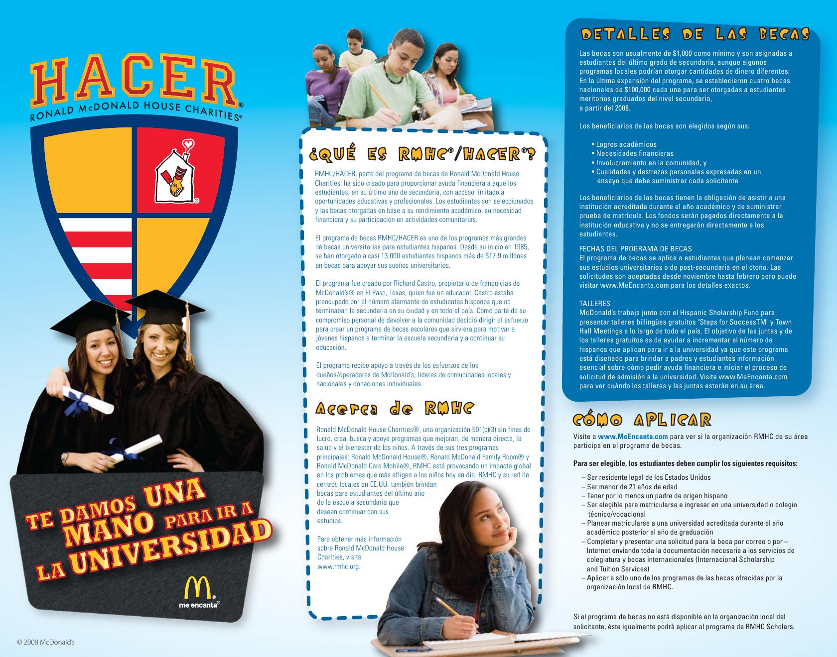 McDonald's HACER Spanish scholarship brochure