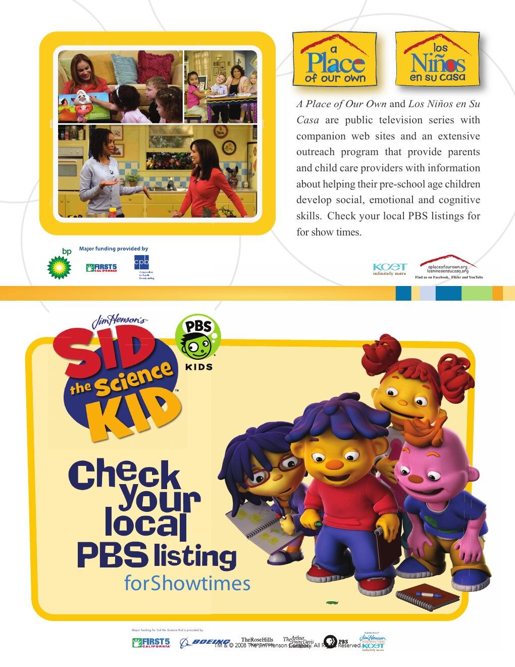 Sid the Science Kid and KCET outreach collateral