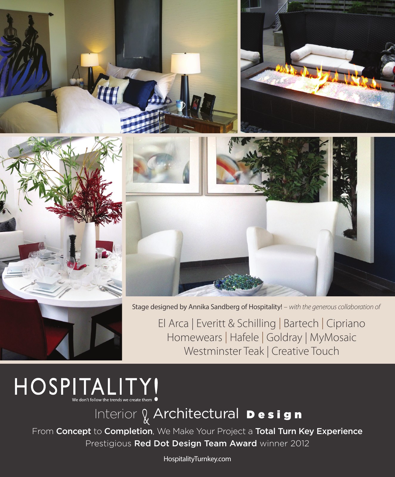 Hospitality advertisement combining the brand identity with interior and furnishings imagery